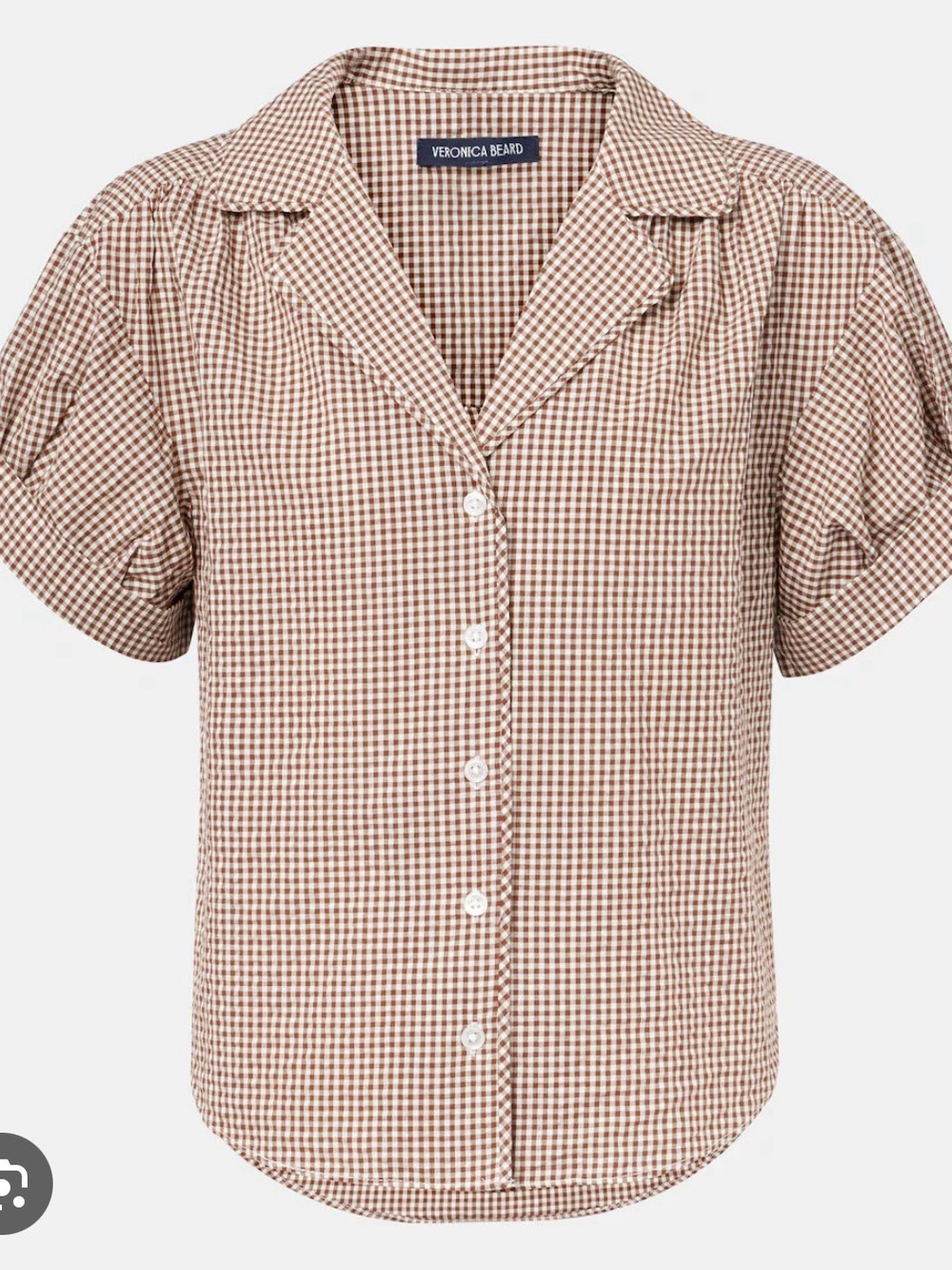 NWOT • Veronica Beard Ilene Gingham Blend Blouse Cotton Blend • Sz XS
